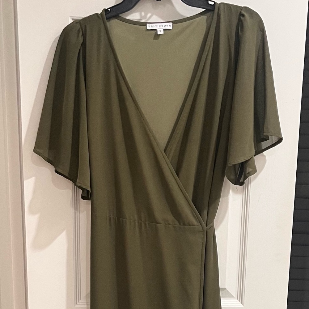 Baltic Born Sage Green V-Neck Dress